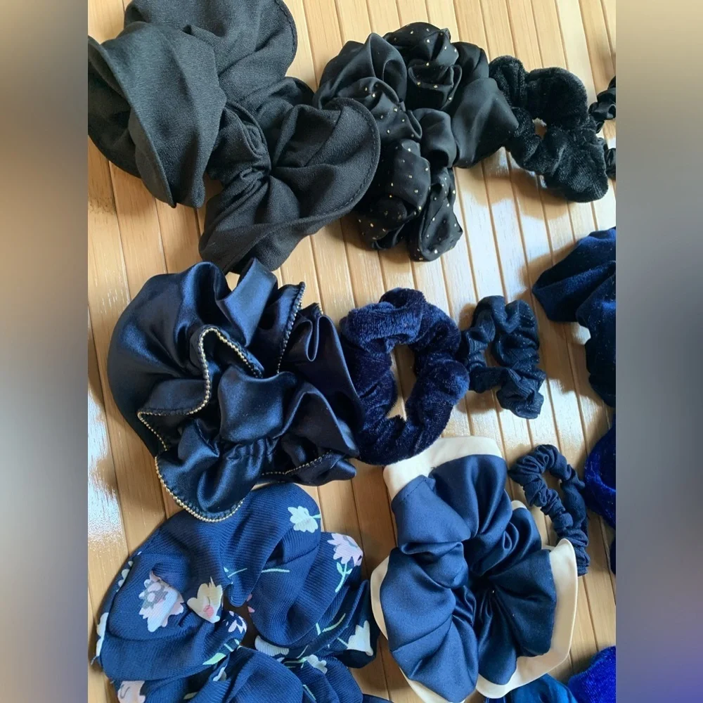 Cool Toned Blue Color Vibes Hair Scrunchies 25pc Set